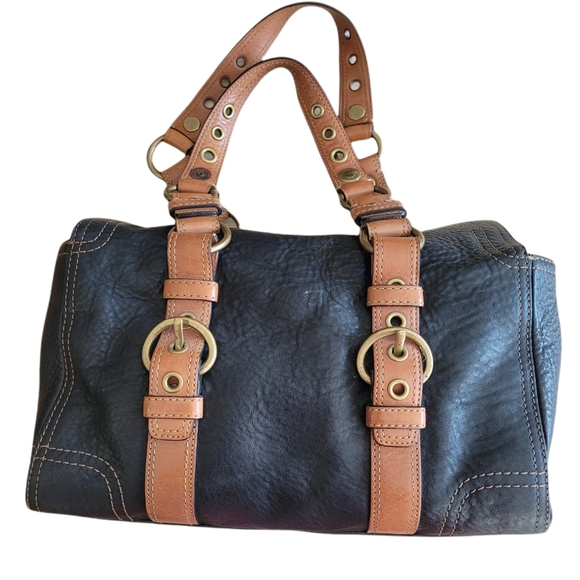 COACH Chelsea Black Pebbled Leather  Grommet Tote Satchel - Picture 5 of 14